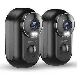 ZUMIMALL Security Cameras Wireless Outdoor, 2 Packs, 2K Cameras for Home Security, Outdoor/Indoor Camera Battery Powered, 2.4G WiFi, Magnetic Mount,3MP Color Night Vision/Siren/PIR/AI/Cloud/Alexa