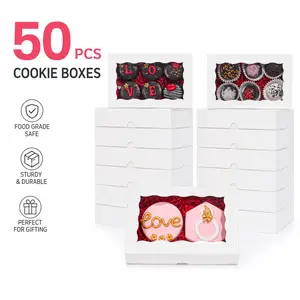 50 Pack DIY Assembly White Boxes with Window – 7 x 4 3/8 x 1.5 Inch, Foldable Bakery Packaging for Macarons, Cake Pops, Cookies, Chocolate – Great for Party Favors & Home Bakers outdoorfun
