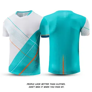New badminton sports suit for men and women, quick-drying training apparel for volleyball and table tennis, short-sleeved, customizable with numbers