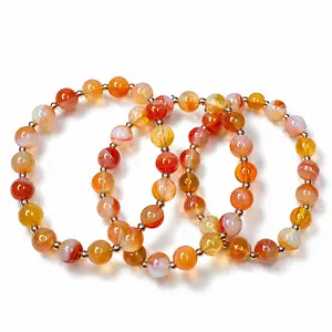 LUSTREIA Solara Bracelet - Elegant, Minimalist Carnelian Gemstone Stackable Costume Jewelry Bracelet