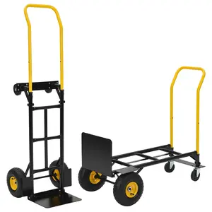 2-in-1 Convertible Hand Truck Platform Truck Dolly, Heavy Duty Folding Hand Truck with 4 Wheels & Telescoping Handle, 400 LBS or 800 LBS Capacity Cart for Warehouse Grocery Moving Loading Unloading Indoor Outdoor Use