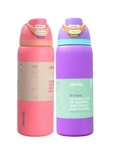 Hyper Flamingo & Purple 32oz Owala Insulated Water Bottle – Durable Stainless Steel, BPA-Free, with Built-in Straw for Gym & Travel Drinkware Portable Tumbler