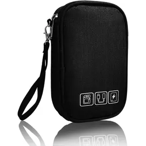 Organizer Bag  Organizer Travel Cord Organizer Case Pouch Portable Carrying Case for Charger Hard Drive Earphone USB SD Card (Black)