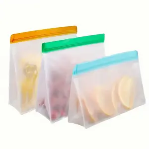 Reusable Silicone Food Storage Bag, 1 Set Leakproof Food Fruit Storage Bag, Food Storage Container for Home Kitchen Outdoor Travel, Utensils, Sealable Container