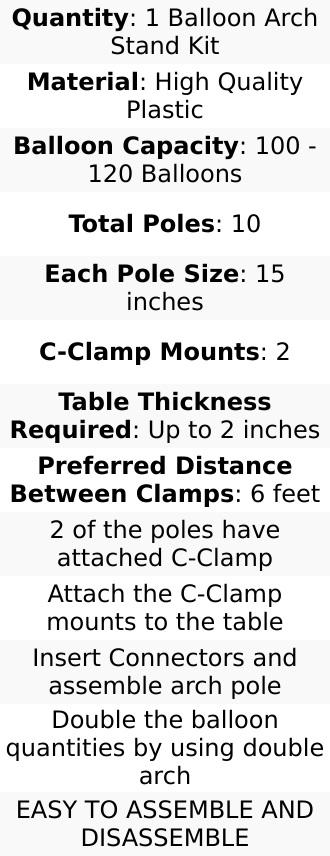 12ft Adjustable DIY Table Top Balloon Arch Stand Kit, Holds Up 100-120 Balloons