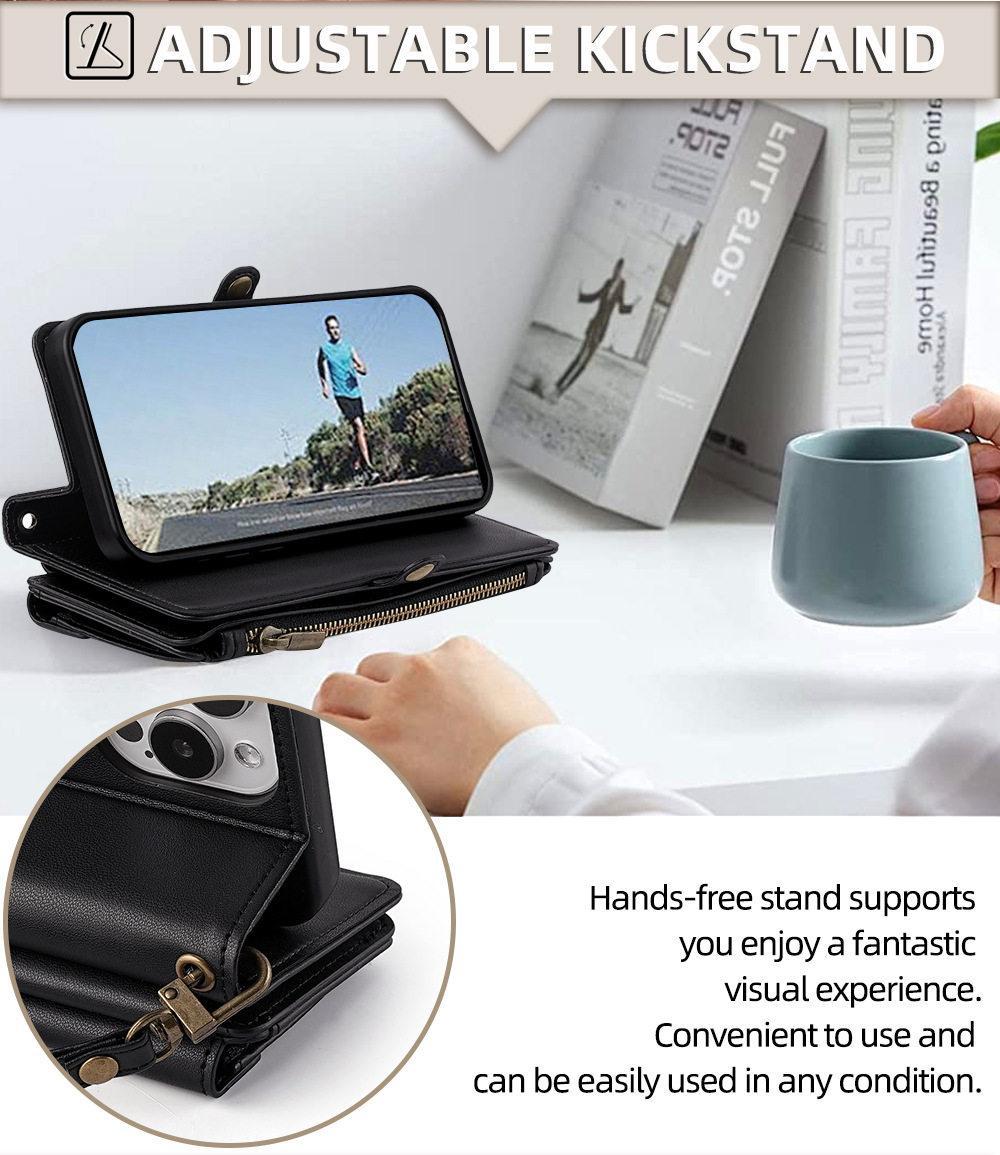 for iphone 17 pro max cases 16 16Plus 15 14 13 12 Pro Max Air Crossbody Wallet Phone Case, PU Leather Flip Purse Case with 5 Card Slots, Zipper Pocket, Adjustable Shoulder & Wrist Strap, Kickstand, Magnetic Closure, Multi-Functional Protective Phone Cover