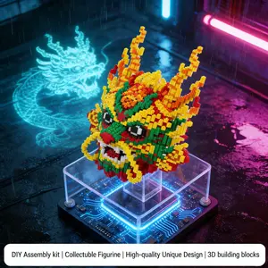 Ten Evil Qilin 3D Puzzle Building Blocks Decoration, Bookshelf Home Office Cabinet Decor, Party Living Room TV Stand Display Gift