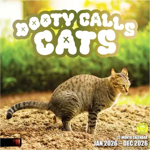 Funny Dooty Calls Cats 2026 Wall Calendar 12 Months | 12" x 24" Open | Thick & Sturdy Paper | Giftable | White Elephant Gifts for Adults Kitten  Calendar 2026