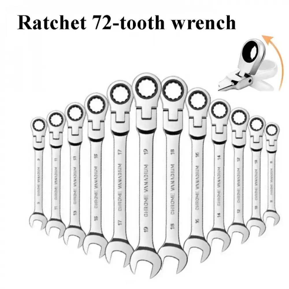 1PCS Metric Combination Ratchet Wrench, 8-17mm Universal Spanner, Car Repair Hand Tool for Mechanics, Combination Ratchet Wrenches
