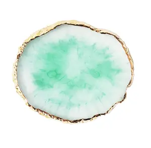 Resin Nail Art Palette, Nail Painting Mixed Color Palette, Gilded Edge Nail Gel Color Makeup Display Board Pallet (Green)