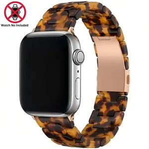 Fashion Ceramic Resin Watch Band (Band Only), Foldable Clasp Watch Band for Women & Men, Wearable Accessories Compatible with Apple Watch Series 1-11