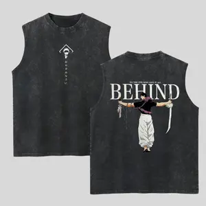 Toji X The One Who Left It All Behind - Jujutsu Kaisen Washed Tank Top, Gym Essential, Vintage Casual Crewneck Sleeveless Menswear Tops Classic Cotton Fabric Streetwear