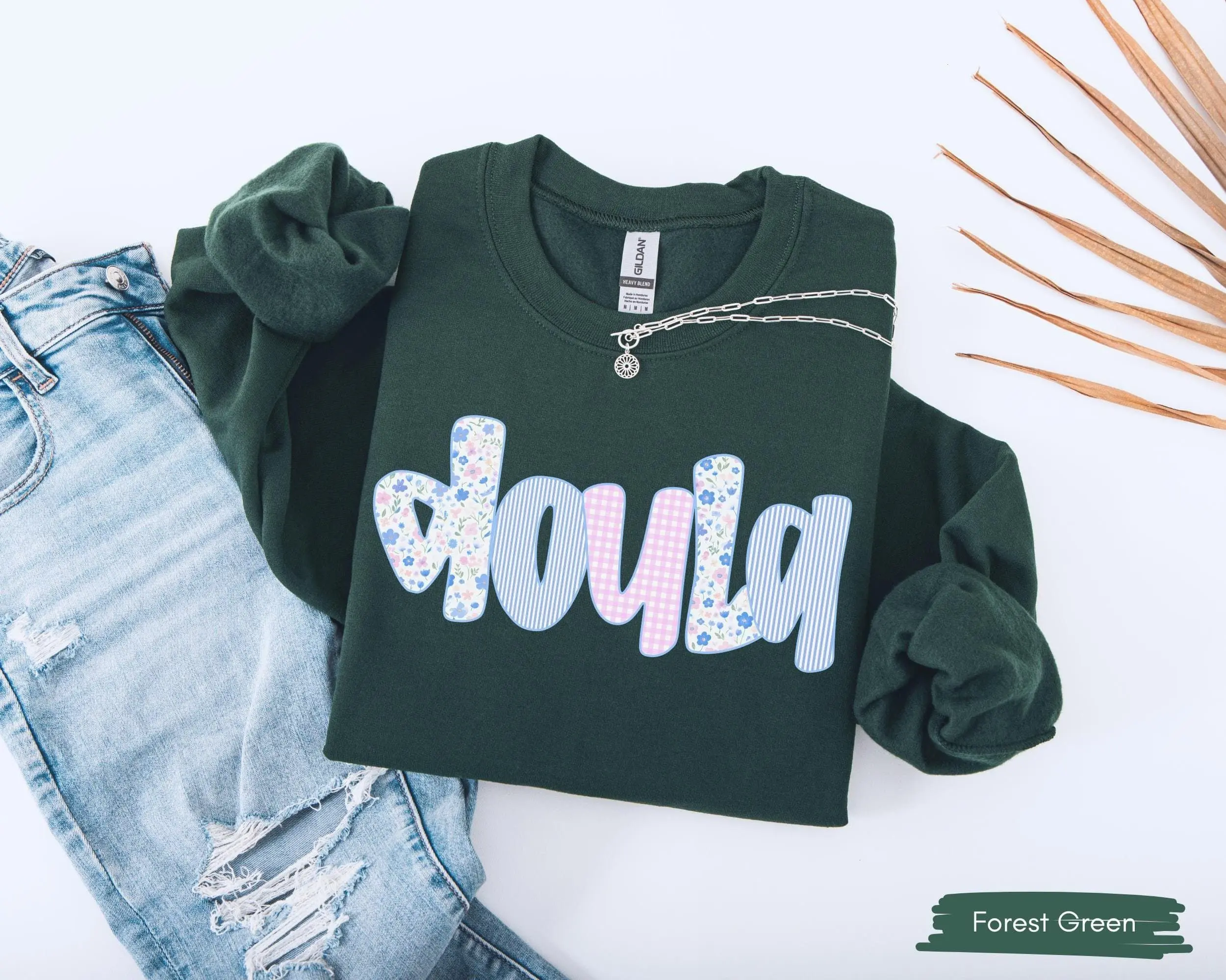 Women's Doula T-Shirt & Fleece Crewneck Sweatshirt, Soft Floral Graphic Top, Casual Oversized Style for Birthworkers, Midwife Gift, Shortsleeve, Fit, Fitted, Graphic Print, Breathable, Thanksgiving, Easter, Cold Wash, Soft Fabric, All Seasons, Graphic Tee