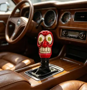 Custom Funny Demon Face Car Gear Shift Knob, Universal Resin Manual/Automatic Shifter Lever Head, Modified Auto Gear Stick Knob with 3 Adapters for Most Cars