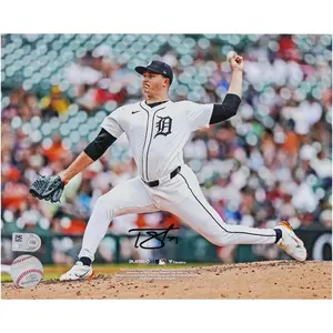 Tarik Skubal Detroit Tigers Autographed 8" x 10" White Pitching Photograph - Fanatics Authentic Certified - MLB Memorabilia