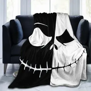 Nightmare Before Christmas Blanket Valentine's Day Couple Super Soft Blanket 80" x 60" Flannel Summer Lightweight Living Room Bedding