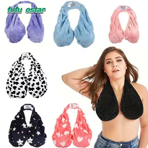 1 Pack Convenient Water Absorbing And Breathable Towel Bra Suitable for Beach, Sports, Indoor Daily Wear And Feeding, Towel Hanging Neck, Chest Wrapping, Neck Strapless, Double-sided Plush Super Soft And Warm, Suitable for Beautiful Women