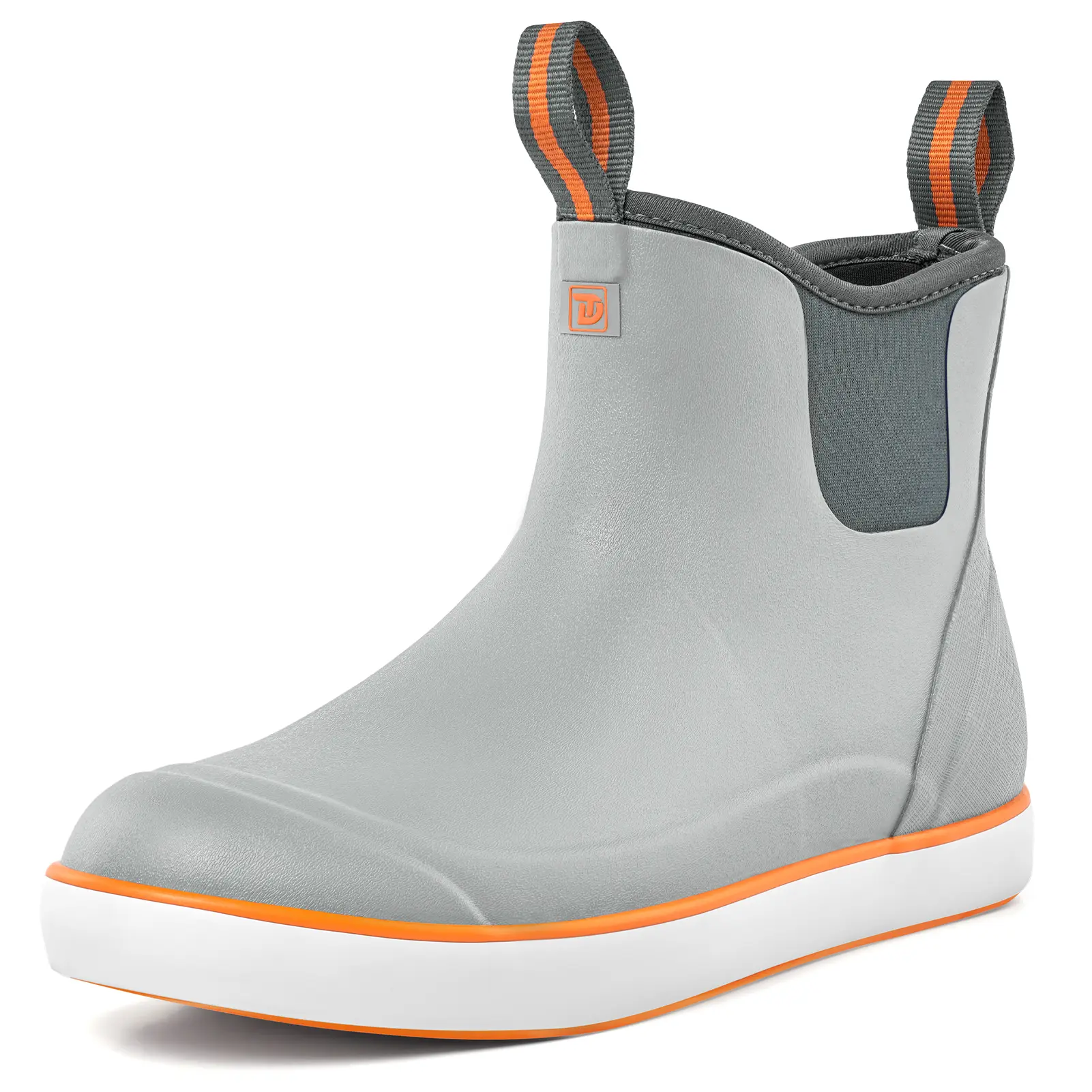TruDave Mens Deck Boots, Waterproof Rain Boots for Men, Anti-Slip Ankle Rubber Boots for Mens Fishing Boating Size 6-14 Lightweight Comfortable Walking Shoes Footwear Stylish Grey Closed Boy