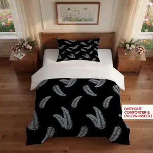 Black Tropical Palm Leaf Duvet Cover Set, 2/3pcs, HD Digital Print, No Comforter & Pillow Insert, Decorative Bedding for Bedroom, Living Room & Dorm, Great Gift for Home