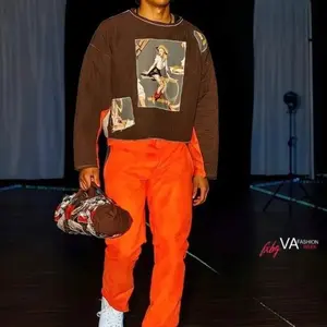 orange suede pants Plain