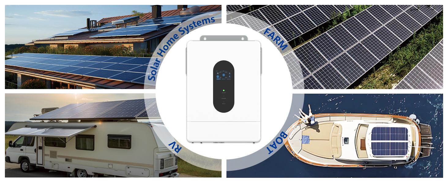 12KW 48V Split Phase Hybrid Solar Inverter, 18000W PV Input & 250A Fast Charge, 120V/240V Off-Grid System, 2 MPPT, WiFi Monitor, 6-Unit Parallel, UL Listed for Home Battery Backup (Li-ion/Lead Acid)