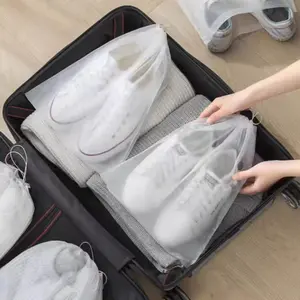 10pcs Shoe Dust-proof Non-woven Fabric Storage Bag, Clear Portable Shoe Cover With Drawstring, Shoe Cleaning Storage Bag For Travel & Business Trip, Travel Organizer, Travel Essentials Bag
