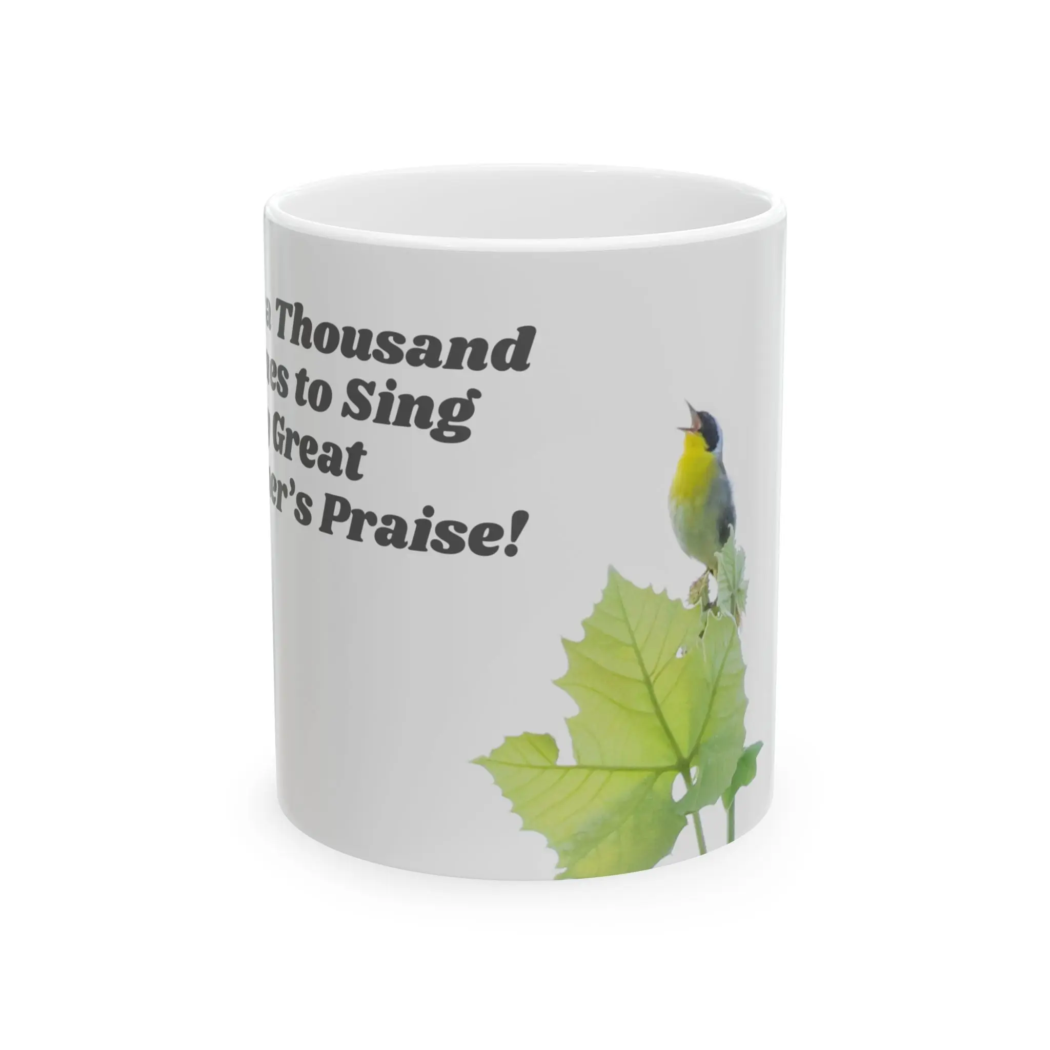 Christian Hymn Mug O for a Thousand Tongues to Sing Singing Bird Coffee Cup Faith Gift Inspirational Religious Coffee Mug Christian Tea Cup Pastor Gift Worship Leader Gift Gospel Hymn Mug Nature Photography Christian Music Mug