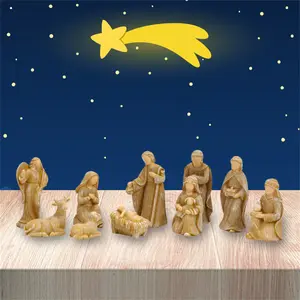10pcs Resin Nativity Scene Figurines Set, Jesus Desktop Decoration, Perfect Gift for Christmas Valentine Easter Spring Festival Home Decor DIY Crafts, Religious Decor