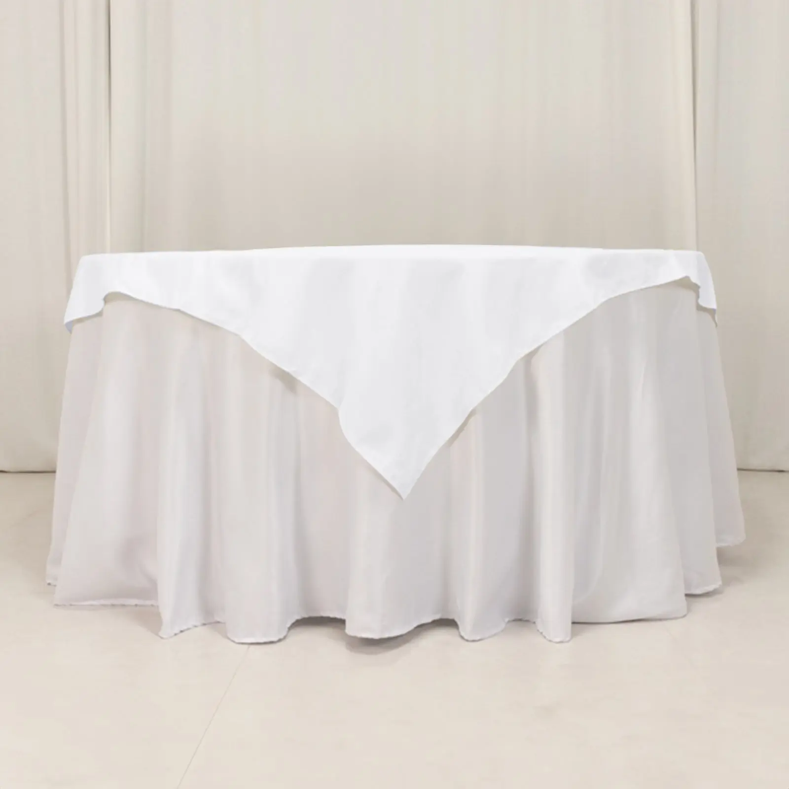 Cotton Blend Square Table Overlay 54"x54" White - Wrinkle-Resistant and Durable Table Topper