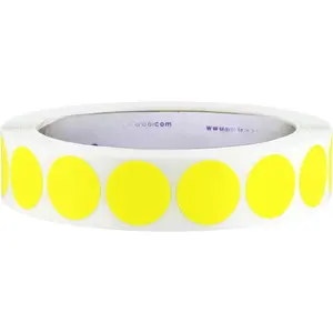 3/4 Inch Round Colored Stickers, Removable Sticky Dots Color Coding Labels, Ideal Dot Stickers for Arts and Crafts - 1000 Colored Sticker Dots per Roll, Yellow Sticker Labels
