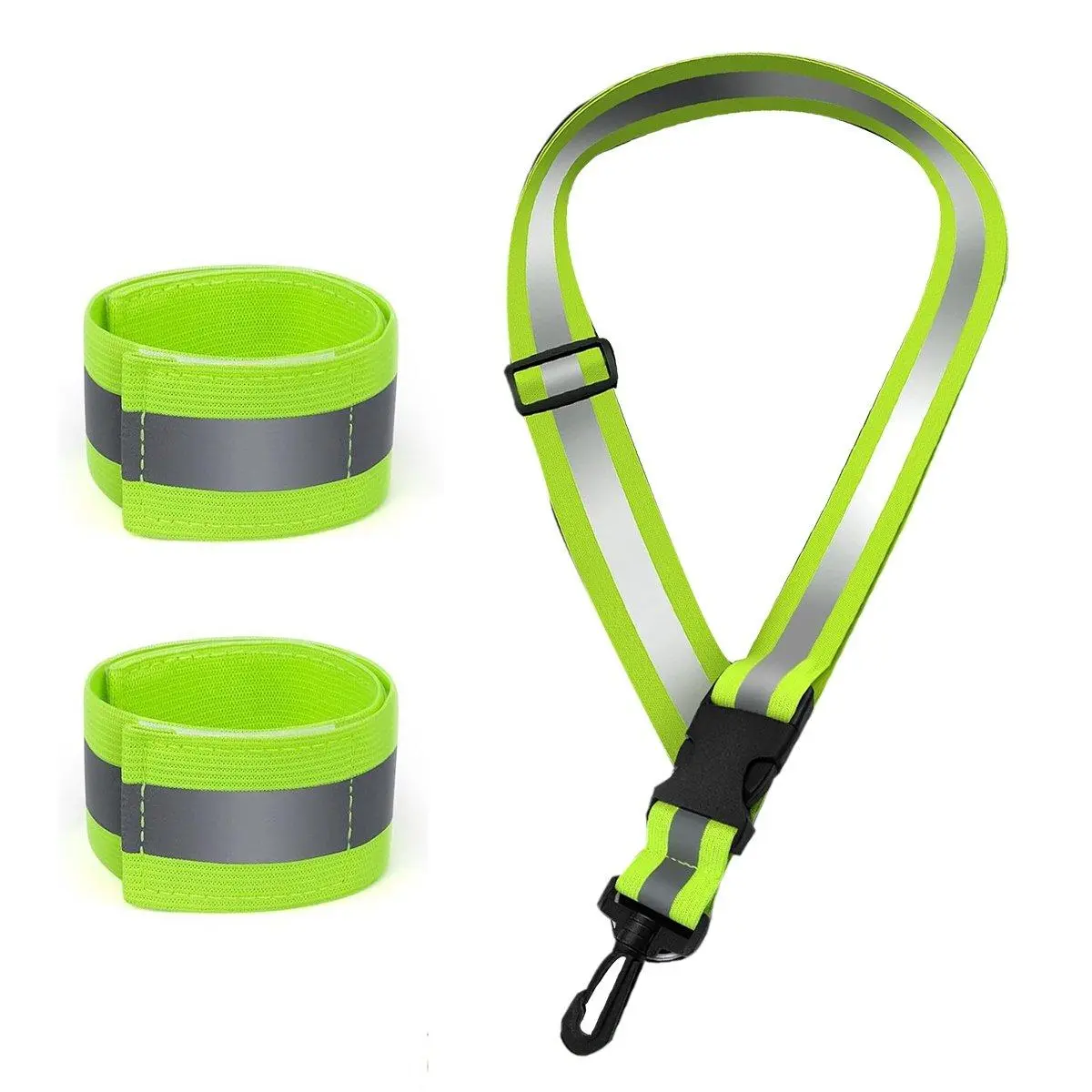 Reflective Sash for Walking At Night, High Visibility Reflective Running Gear Night, with 2 Pcs Reflective Armbands