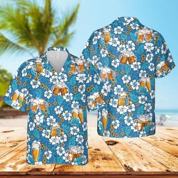 Beer And Flowers Blue Hawaiian Shirt  Hawaii Shirt Pokemon Aloha Shirt