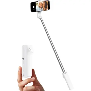 Portable Selfie Stick, Lightweight Extendable Stainless Steel Tube,-in-One Compact Selfie Stick with  Remote Compatible with 4-7" /Android Phones for Vlog/Travel/Filming, W