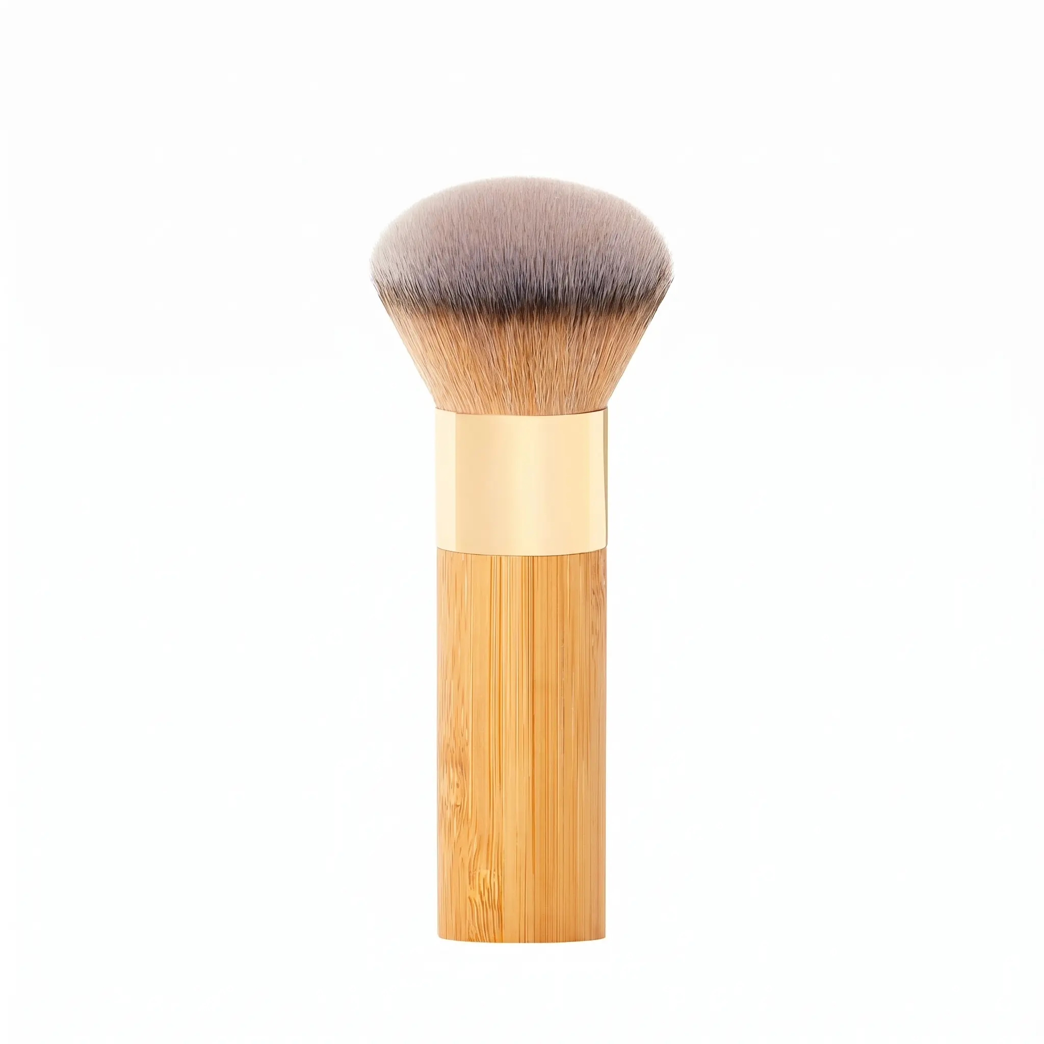 BeautyLabUS Fluffy Dome Foundation Brush - Single Item, Ultra-Soft Bamboo Handle Wooden Face Brush, Rose Gold Trim, Soft Bristles, Airbrush & Plastic-Free for Seamless Makeup Application, Soft Makeup Brushes, Wooden Face Brushes