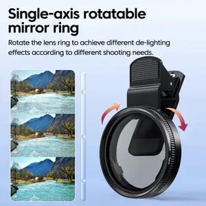 52mm Clip-On Cpl Phone Camera Lens Filter, Ultra-Thin Circular Polarizing Filter, Enhances Color Saturation, Reduces Glare, Ideal for Photography