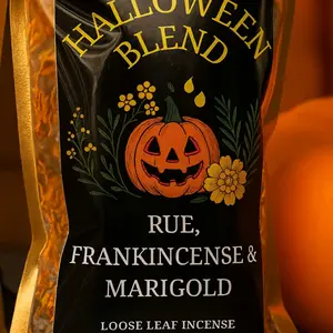 Herbella Halloween Smudge Blend Protection & Cleansing - Rue Frankincense & Marigold Incense Mix