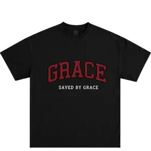 Saved By Grace T-Shirt Christian Faith Graphic Tee Grace Bible Quote Shirt Religious Inspirational Apparel Church Outfit Gift for Men Women Unisex Casual Streetwear Faith Based Clothing