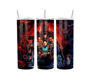 20 oz skinny tumbler with Stranger Things vibes