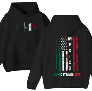 Raised By Immigrants Shirt - Sweatshirt - Hoodie, Cultural Identity Quote Sweatshirt, Mexican American Pride Latino Heritage Empowerment Unisex Cotton Hoodie, American Flag