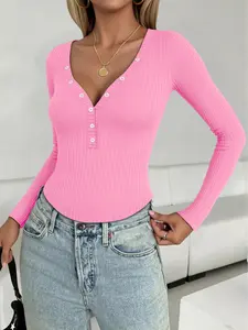 Women's V Neck Knit Sweater, Elegant Slim Fit Design, Perfect for Daily Wear & Casual, All-Season Versatile Apparel