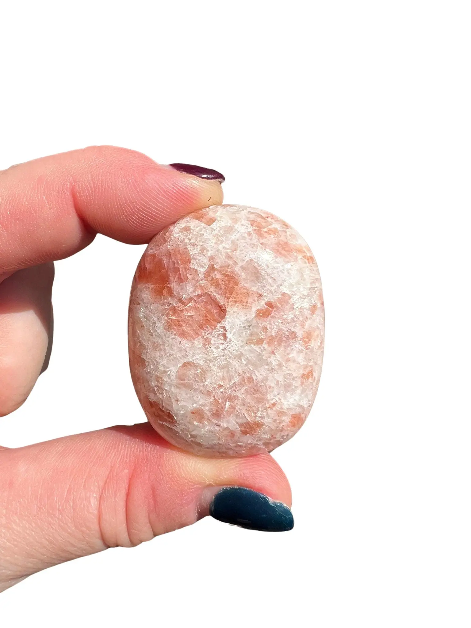 Sunstone Worry Stone - Sunstone Polished Palm Stone - Tumbled Orange Sunstone Crystal - Crystal for Positive Energy and Happiness