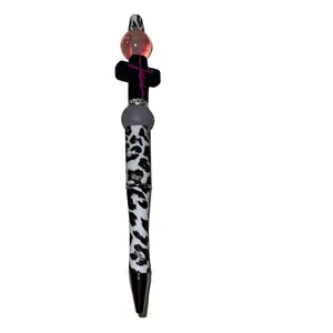 Jesus cross Christian pen handmade black pink Galaxy glitter bling NEW