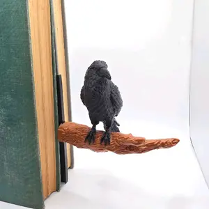 Perched Raven Bookshelf Insert, Gothic Dark Academia Book Decor, Spooky Gift for Book Lovers