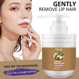 Coconut Facial Hair Removal Cream 100g, Coconut Oil, Gentle Soothing Lip Hair Remover, Non-Irritating Face Shaving Cream for Men & Women, Single Pack, Hair Removal Product