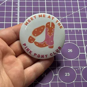 Pink Pony Button Badge Pin LGBT