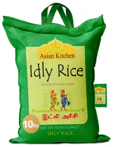 Asian Kitchen Idly (Idli) Rice 10-Pound Bag, 10lbs (4.54kg) Short Grain Rice ~ All Natural | Gluten Friendly | Vegan | Indian Origin | Export Quality