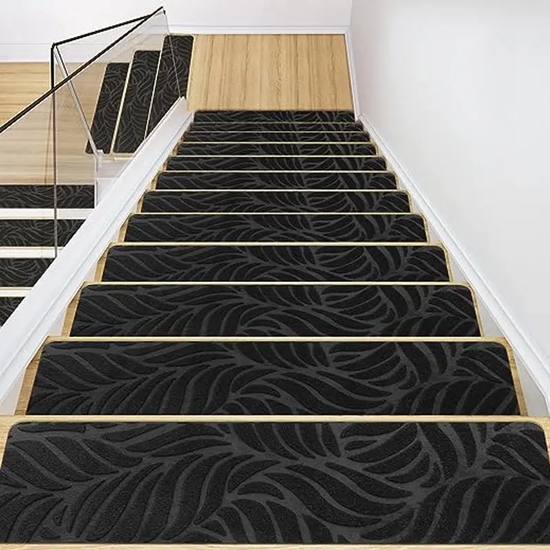 Embossed staircase banana leaf black