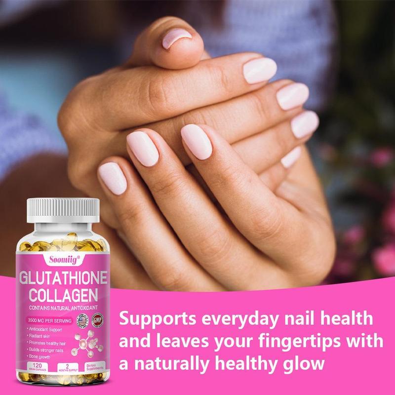 Soomiig Glutathione Collagen Health Supplement - Supports Smooth Hair and Healthy Skin -120 Capsules