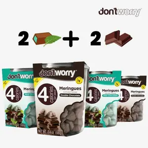 Don't Worry Meringue Cookies - 4 Pack, Low Sugar, Gluten Free Snacks, Keto Friendly, Double Chocolate & Mint Chocolate Flavors - Dessert