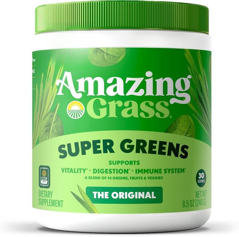 Superfood Greens Powder Blend with Organic Spirulina Chlorella Beet Root Digestive Enzymes and Probiotics, Daily Green Drink Mix for Energy Detox and Overall Wellness